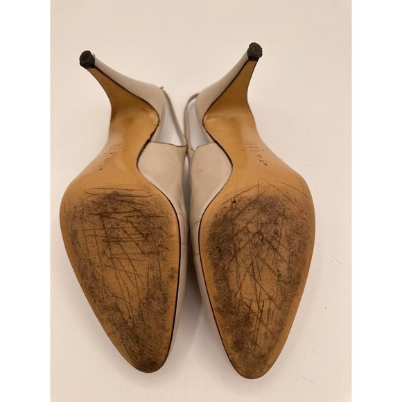 Vintage Bruno Magli Italy Heels Women's 6.5 B Cream/White Leather Slingback - Picture 10 of 11